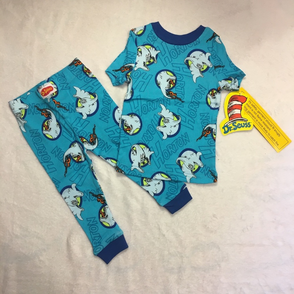 Dr. Seuss Horton Hears a Who Pajamas Kids 12M Blue NEW Short Sleeve Pant Set